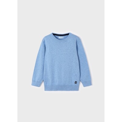 J10744MAY / 323-078 KNIT SWEATER SKY BLUE ROUND COLLAR
