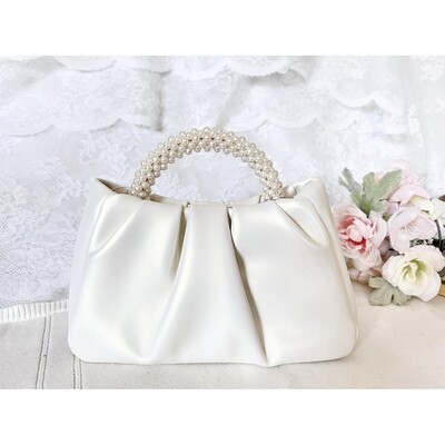 Z11245CEC / PS-2321165 PURSE IVORY SATIN PEARL HANDLE