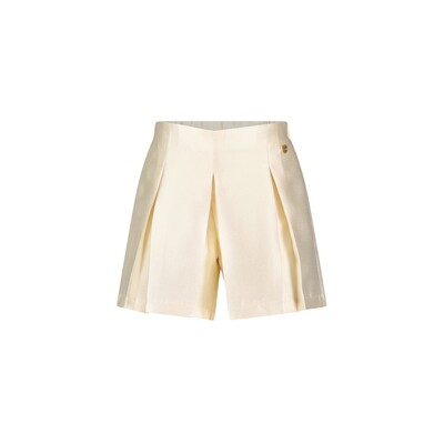 K10048LEC / C312-5605-008 CREPE/LUREX SHORTS PEARLED IVORY PLEATED FRONT