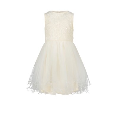 K10057LEC / C312-5803-008 LACE & TULLE DRESS PEARLED IVORY SLEEVELESS SEQUIN TRIM