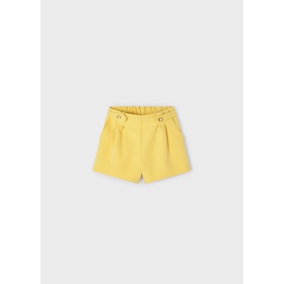 K11144MAY / 3250-085 CREPE SHORTS YELLOW PLEATED FRONT BUTTON TRIM