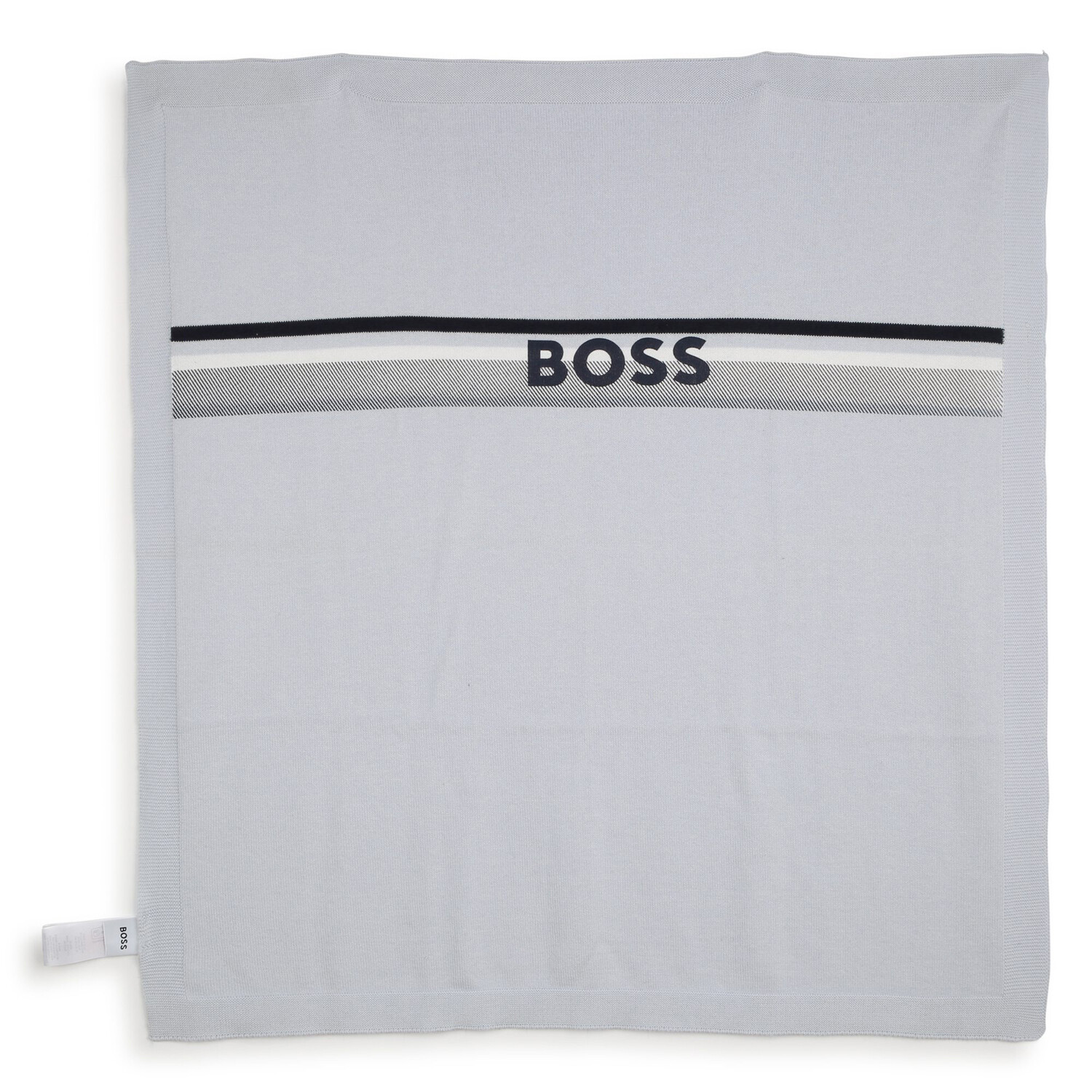 Hugo Boss Boys J50936 771 Blanket Pale Blue Navy Boss Logo Stripe Kids Clothing Sale Online Shop Kids Clothes On Sale