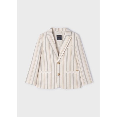 K11392MAY / 3485-065 SPORT JACKET BEIGE WITH NAVY & GOLD STRIPES