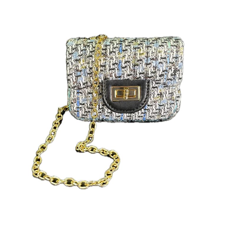 TWEED PURSE NAVY & GOLD GOLD CHAIN / PS-AB0653