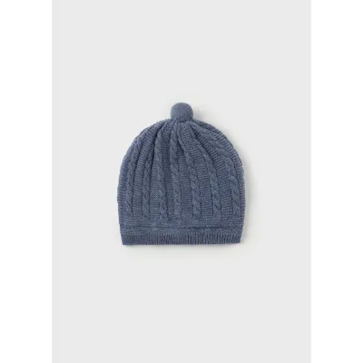 BLUE KNIT HAT CABLESTITCH PATTERN / 9774-094