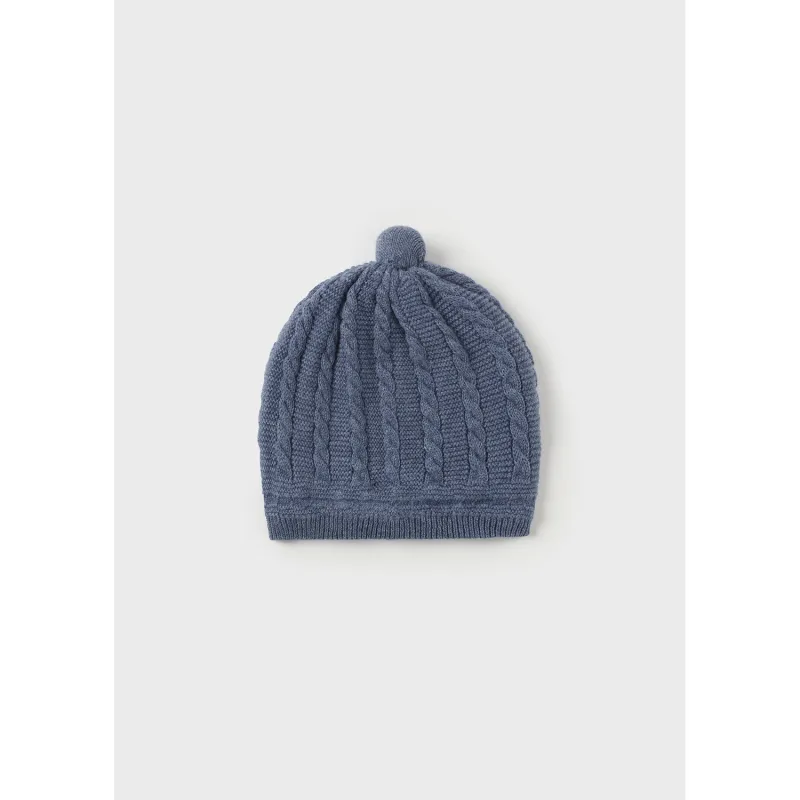 BLUE KNIT HAT CABLESTITCH PATTERN / 9774-094
