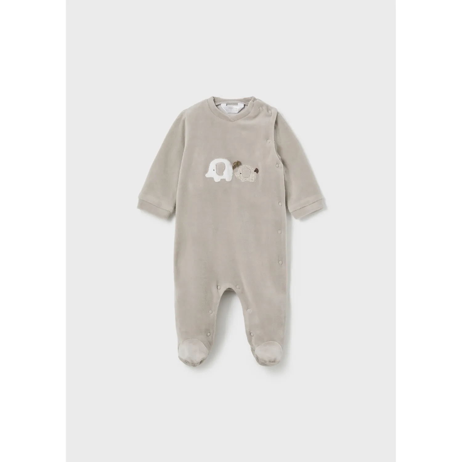 DARK BEIGE VELOUR SLEEPER ELEPHANT APPLIQUE / 2794-070