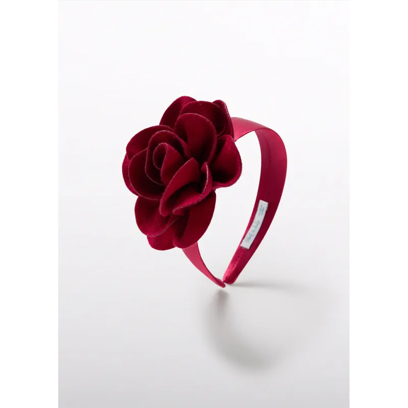 RED HARD HEADBAND LARGE FELT FLOWER TRIM / 9528-070