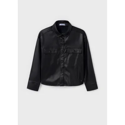 BLACK OVERSHIRT PLEATHER 2POCKETS / 7194-049