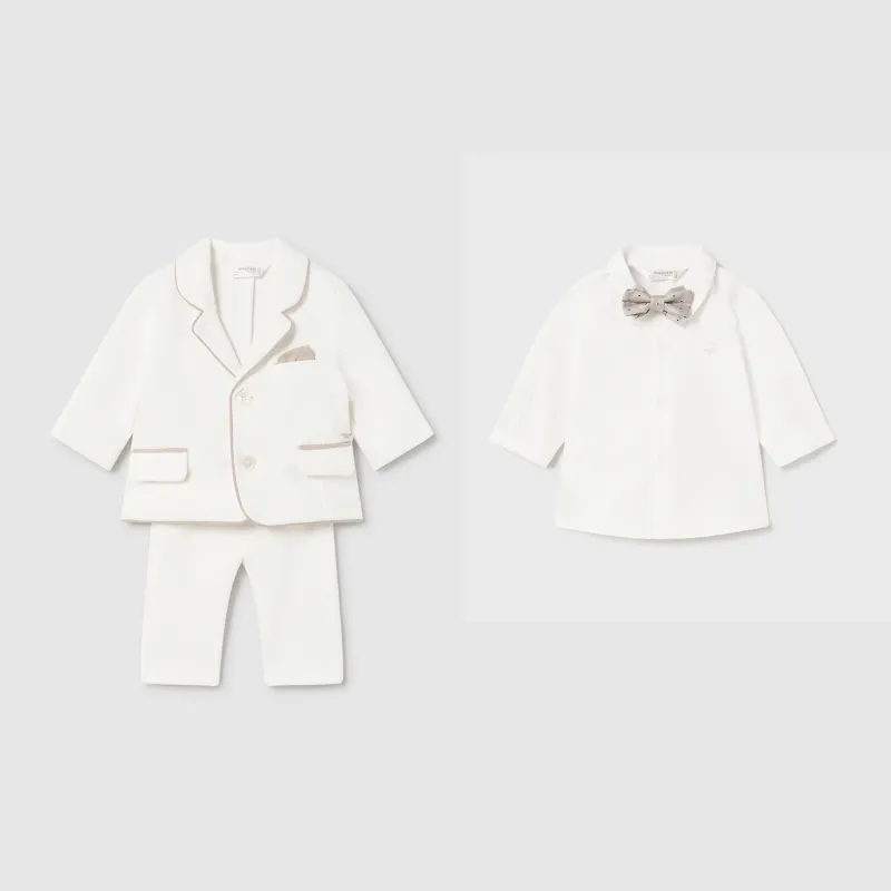 2180-15 4PC IVORY SUIT BEIGE BOWTIE & TRIM / 2893-036