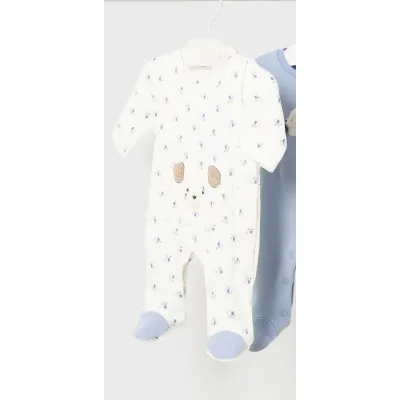 CREAM SLEEPER BLUE PUPPY ALLOVER PRINT SIDE CLOSURE / 2796-079