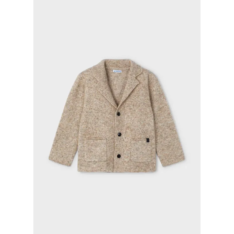 BEIGE KNIT BLAZER CARDIGAN 2POCKETS / 4459-048