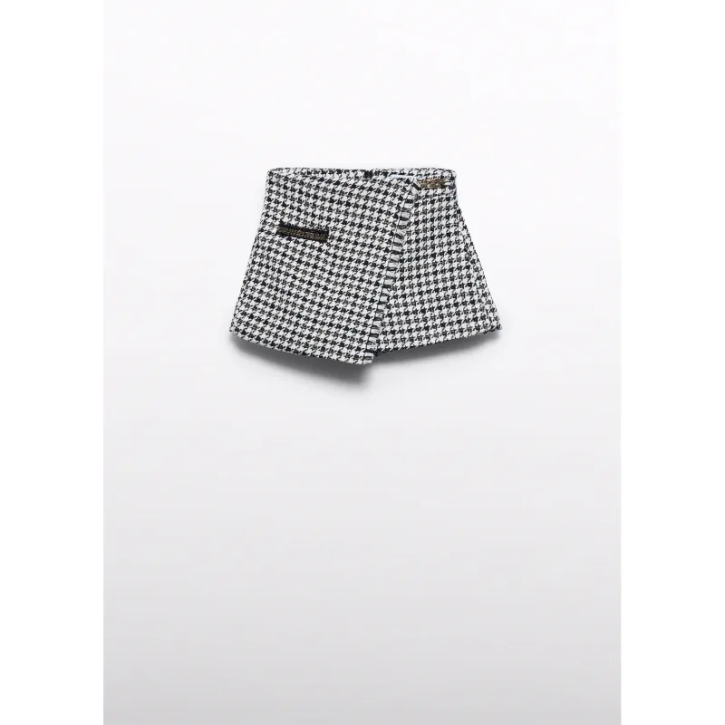 BLACK & WHT PANT SKIRT HOUNDSTOOTH PRINT / 5711-068