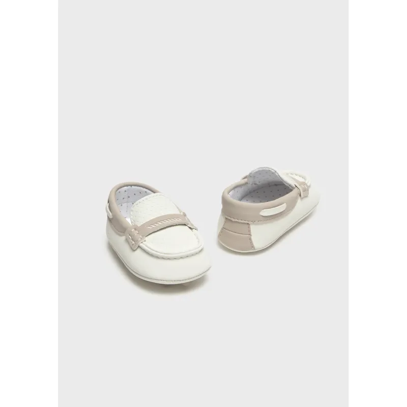 CREAM MOCCASION SHOE BEIGE TRIM / 9783-016