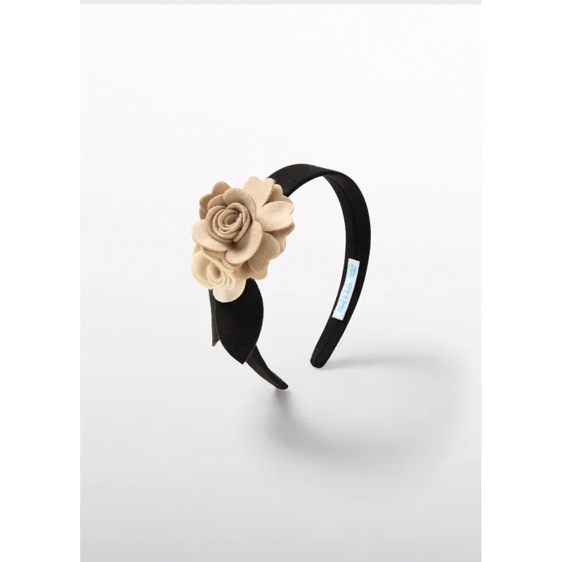 BLACK HARD HEADBAND BGE FLOWER TRIM / 5927-064
