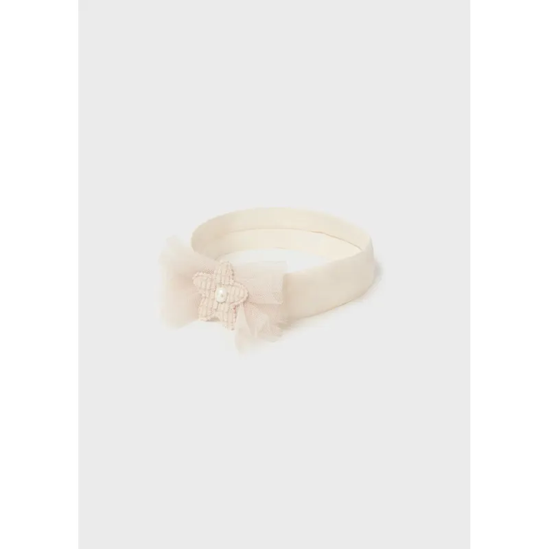 BEIGE STRETCH HEADBAND TULLE TRIM / 10781-048