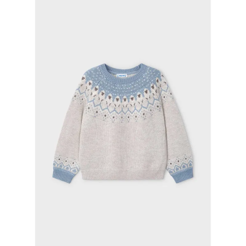 BEIGE & BLUE JACQUARD SWEATER KNIT / 4358-020