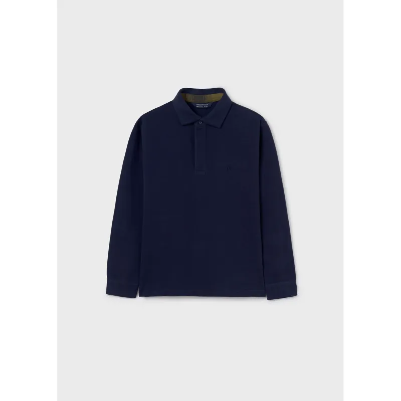 NAVY POLO TOP JERSEY LONG SLEEVE / 7104-038