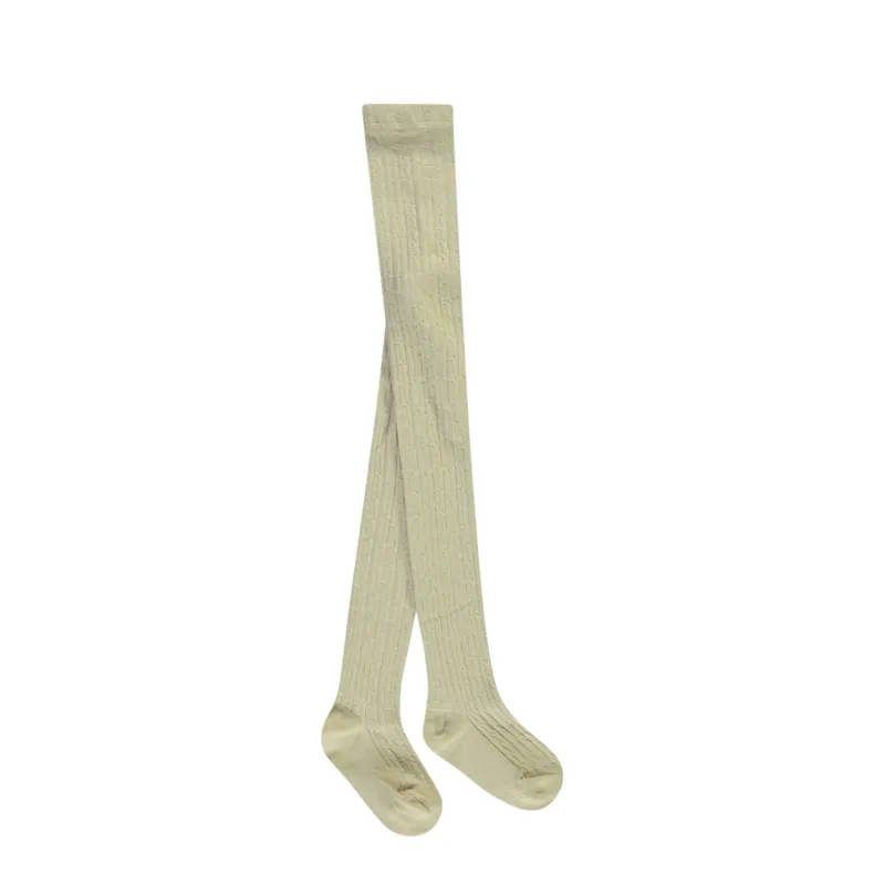 BEIGE CABLE KNIT TIGHTS / C408-5910-745