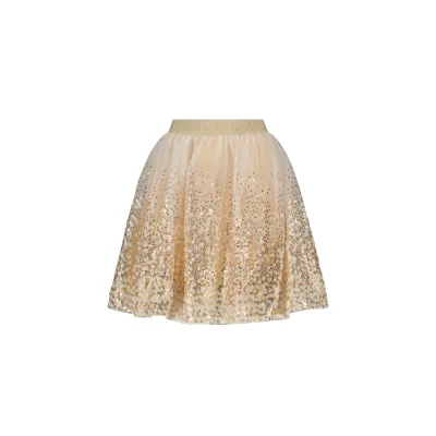 CREAM SEQUIN TULLE SKIRT ELASTIC WAISTBAND GOLD / C408-5718-426