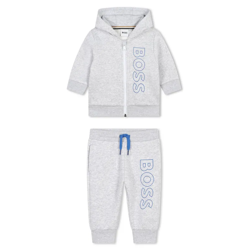 MID BLUE JOGGING SET HOODED ZIP CLOSURE BOSS LOGO / J51260-86P
