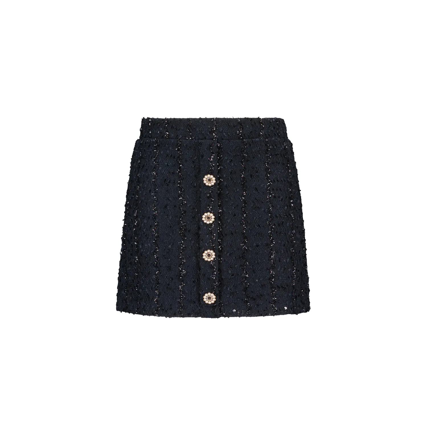 NAVY GLITTER SKIRT PEARL BUTTONS TRIM / C408-5715-190