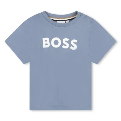 BLUE TSHIRT WHT BOSS LOGO SHORT SLEEVE / J51298-049