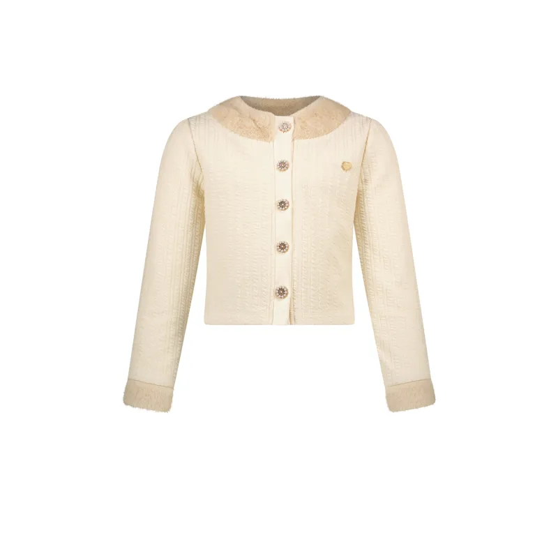 CREAM CABLE KNIT & FUR SWEATER / C408-5124-012