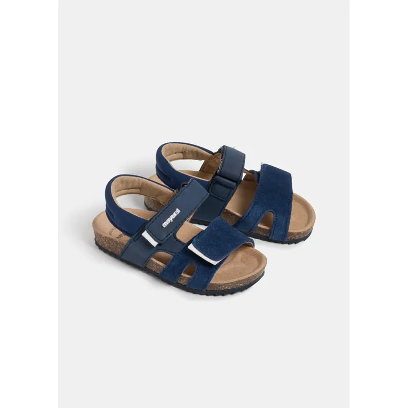 SANDAL NAVY LEATHER & SUEDE VELCRO STRAPS / 41400