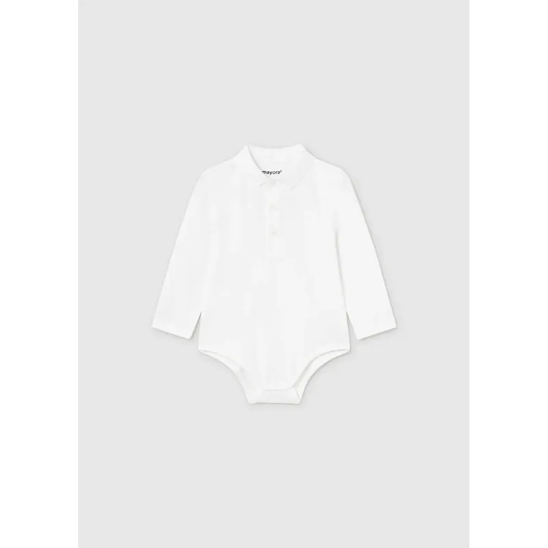 WHITE POLO BODYSUIT LONG SLEEVE / 2183-042