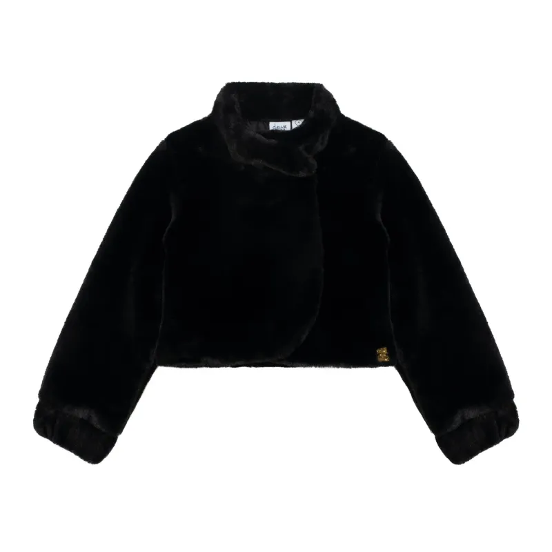 FAKE FUR JACKET BLACK 1 BUTTON CLOSURE / 20M50