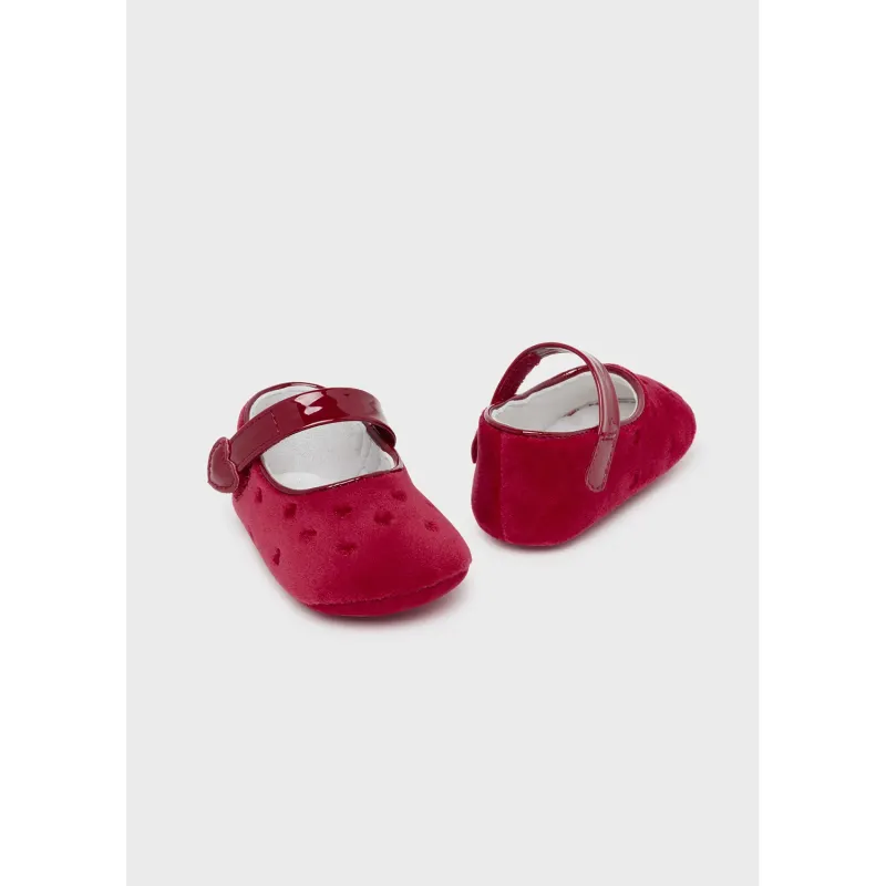 RED VELOUR SHOE HEART PRINT / 9794-087