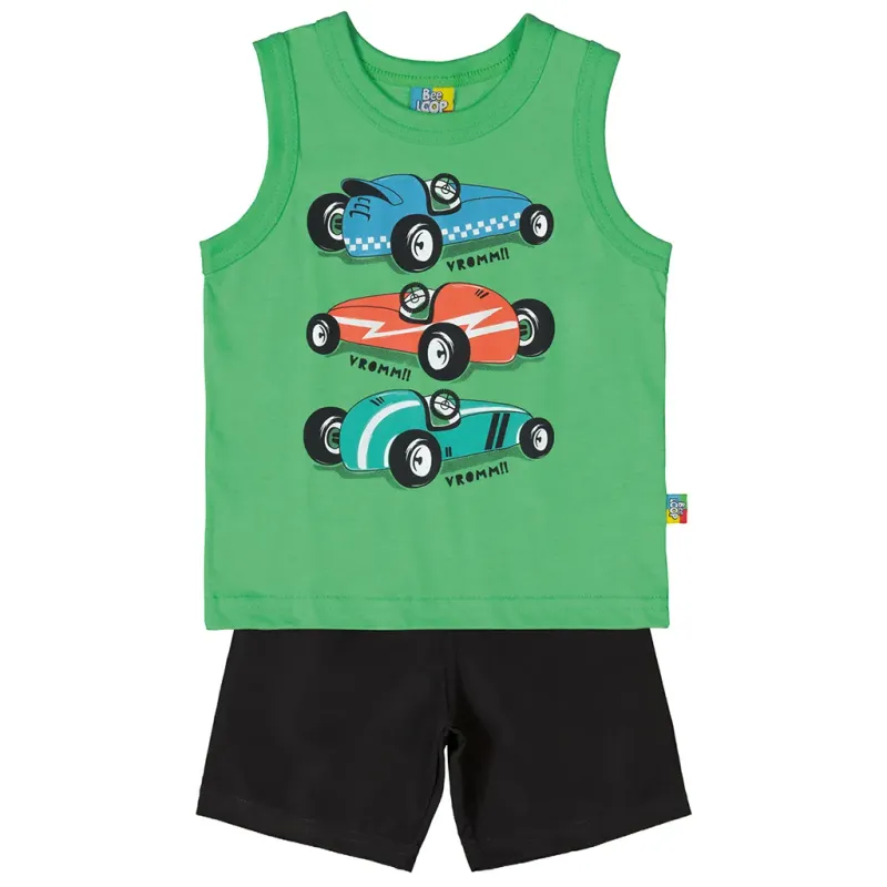 2PC SHORT SET3430 3CARS BLK