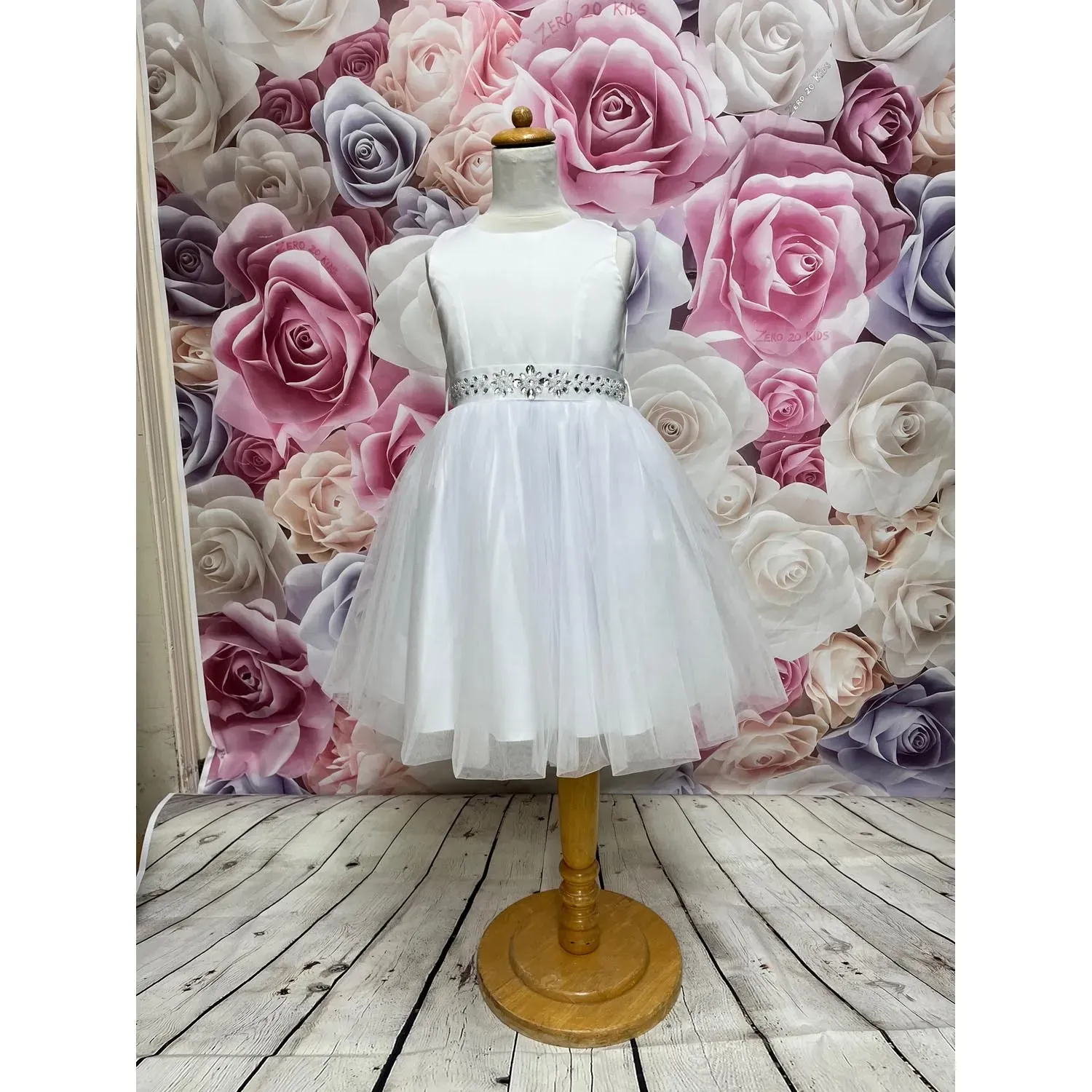 Kids Metallic Lace Embroidered Dress With Tulle Skirt #TK5816 | Norma Reed