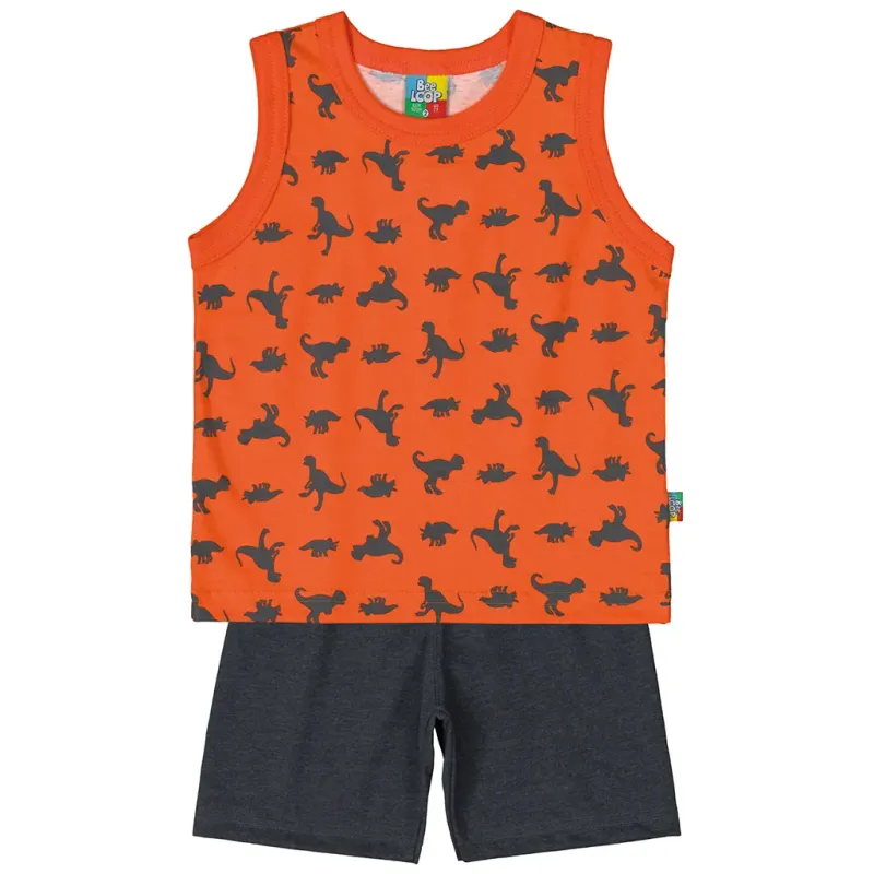 2PC TANK&SHORT3431 GRY DINO