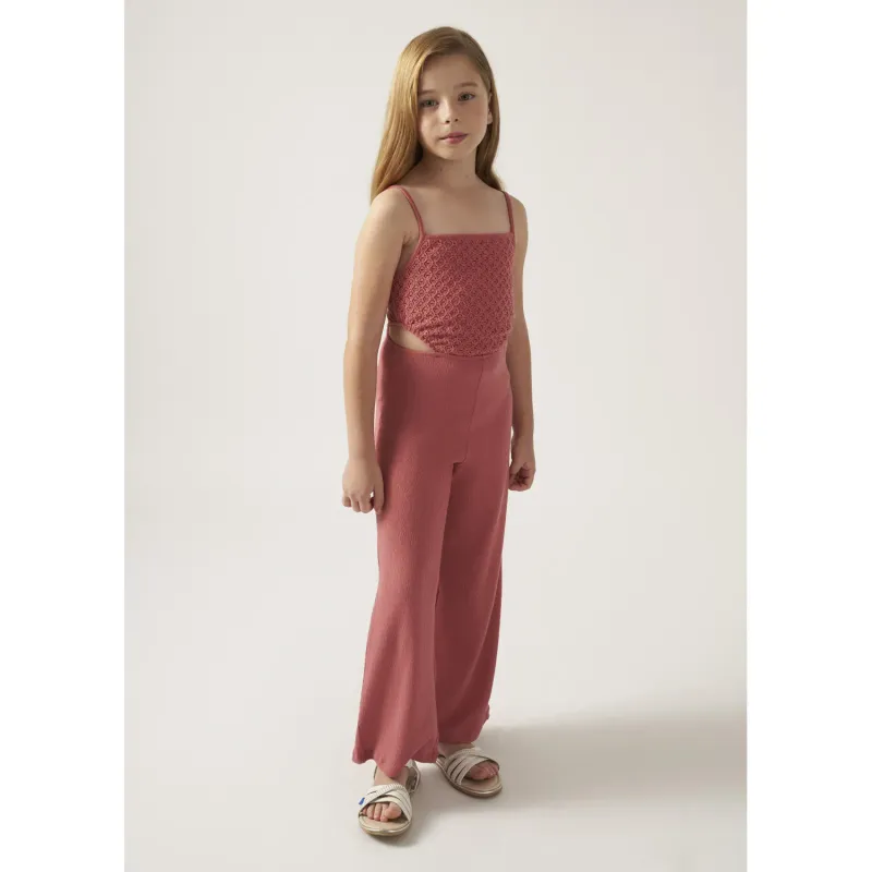 KNIT TANK JUMPSUIT BLUSH CROCKET BODICE SPAGHETTI STRAPS / 6859-018