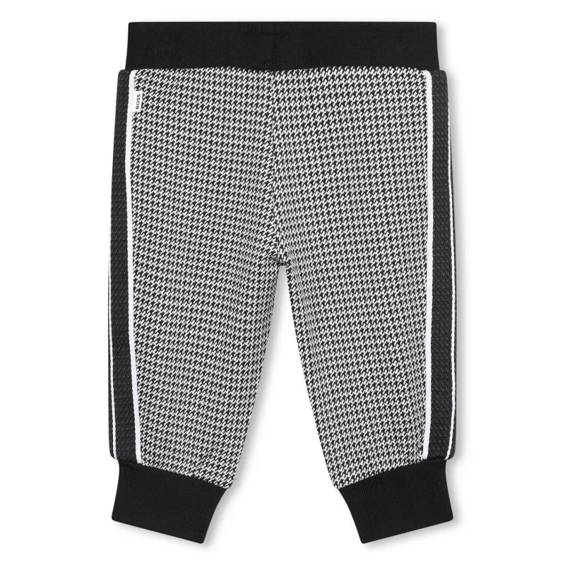 BLACK JACQUARD SWEAT PANT BLACK SIDE STRIPE & CUFF / J51276-09B