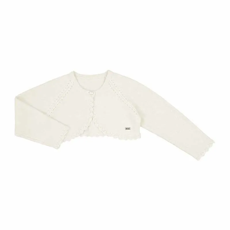BOLERO CARDIGAN CREAM CROCHET EDGE / 306-055