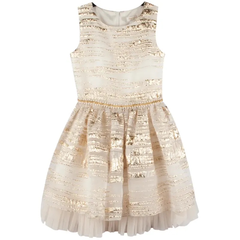 DRESS 2108M CRM GOLD PLT TULLE
