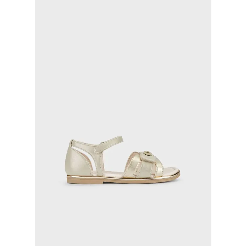 SANDAL GOLD & BEIGE STRAPS BOW TRIM / 43443-010