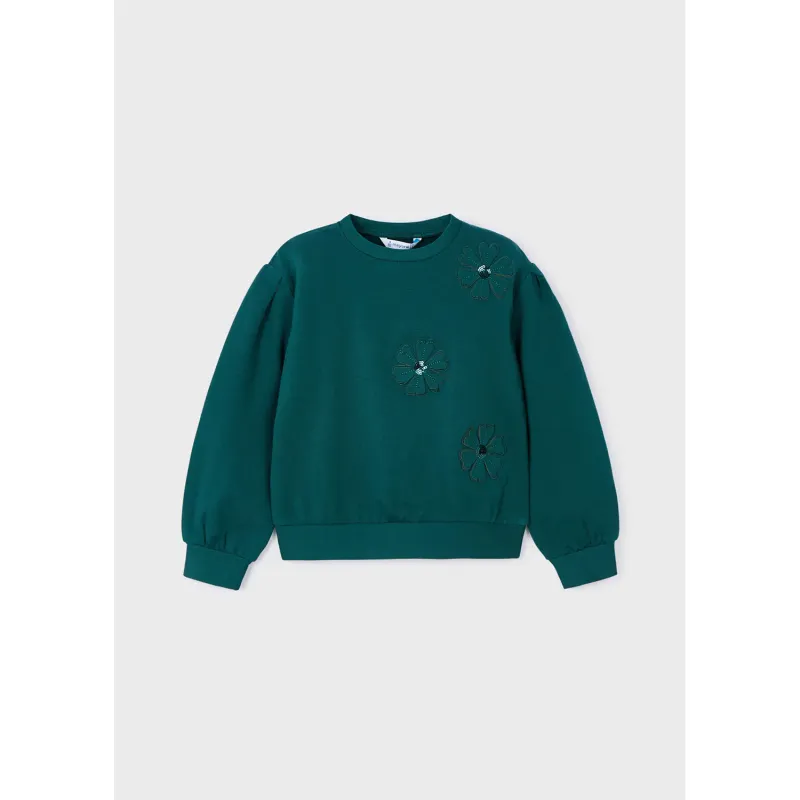 GREEN PULLOVER FLOER APPLIQUE / 4478-048