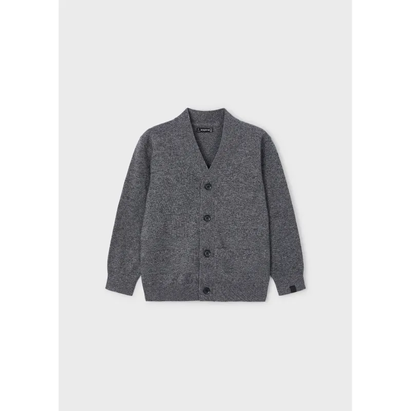 GREY KNIT CARDIGAN VNECK / 4348-033