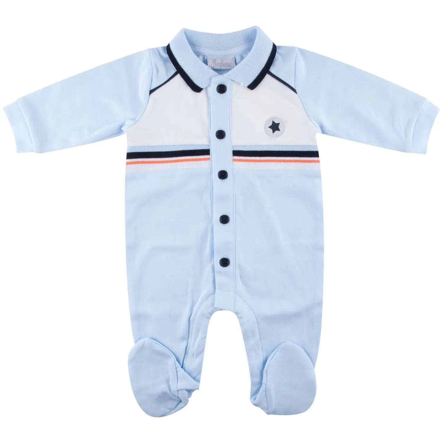 SLEEPER SKY BLUE NAVY & WHITE TRIM FRONT CLOSURE COTTON / 802