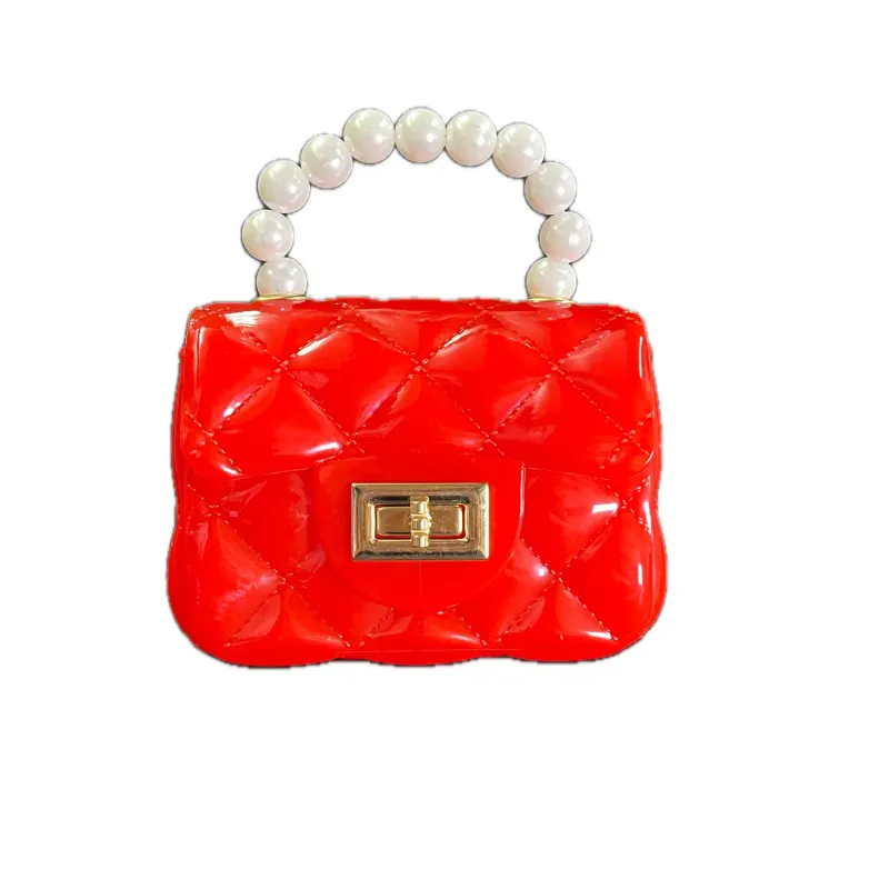 JELLY PURSE RED PEARL HANDLE DIAMOND PRINT / ACC-PS-AB0657
