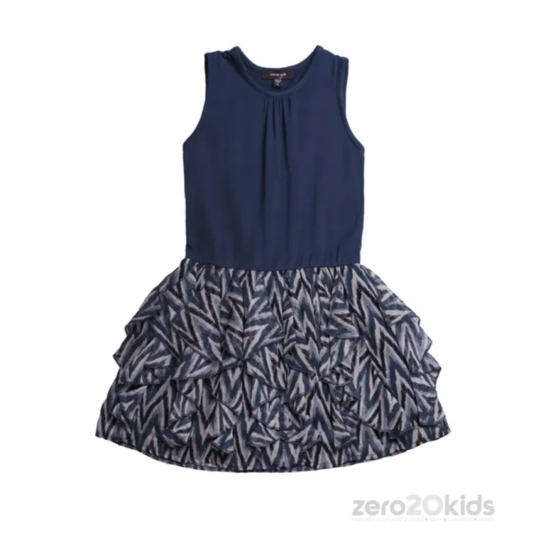 DRESS JOYCE NVY / ZIGZAG ORG S