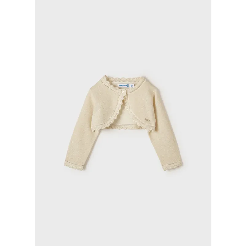 BOLERO CARDIGAN CHAMPAGNE SHIMMER CROCHET EDGE / 306