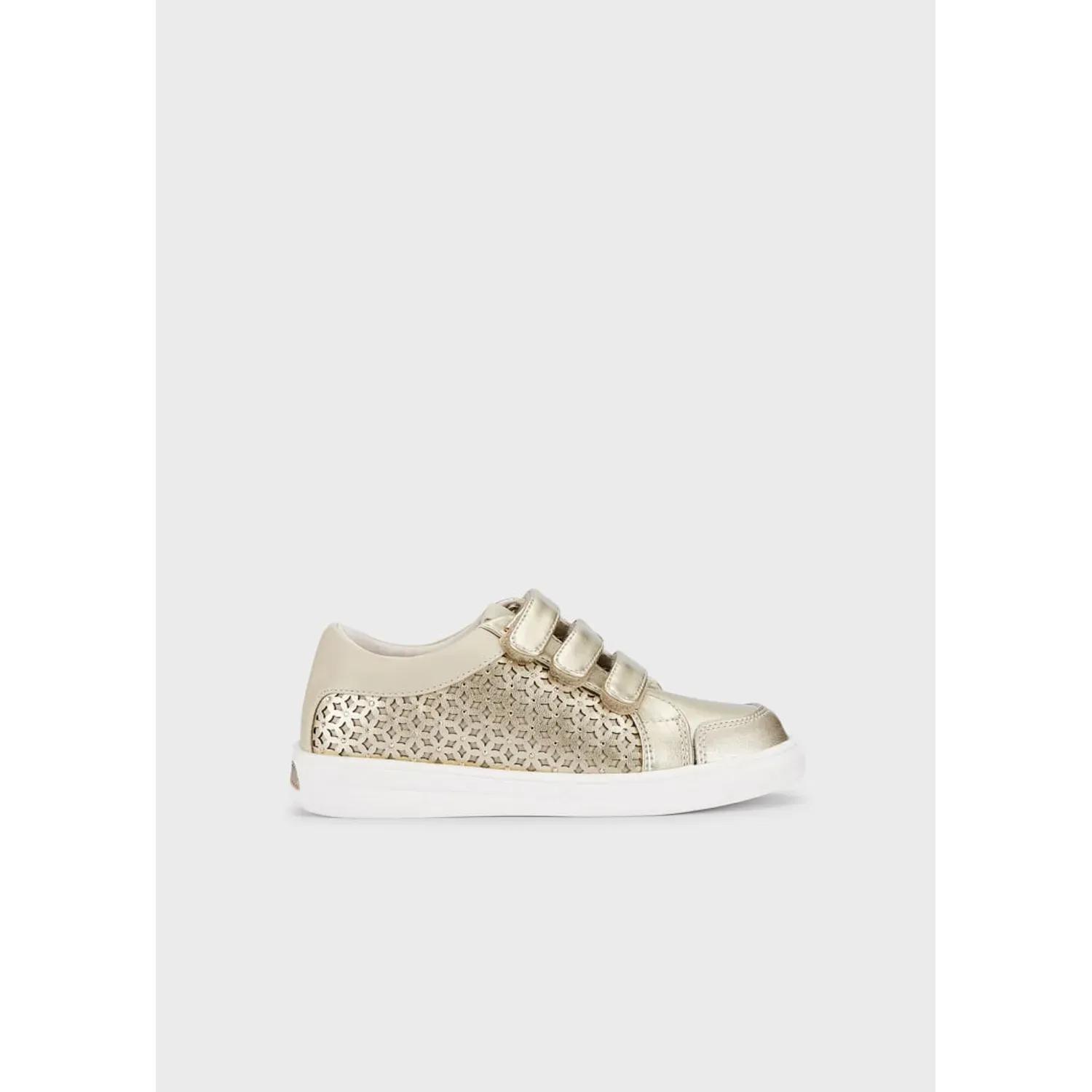 SNEAKER SHOE GOLD & BEIGE CUTOUT PATTERN VELCRO / 43421-052