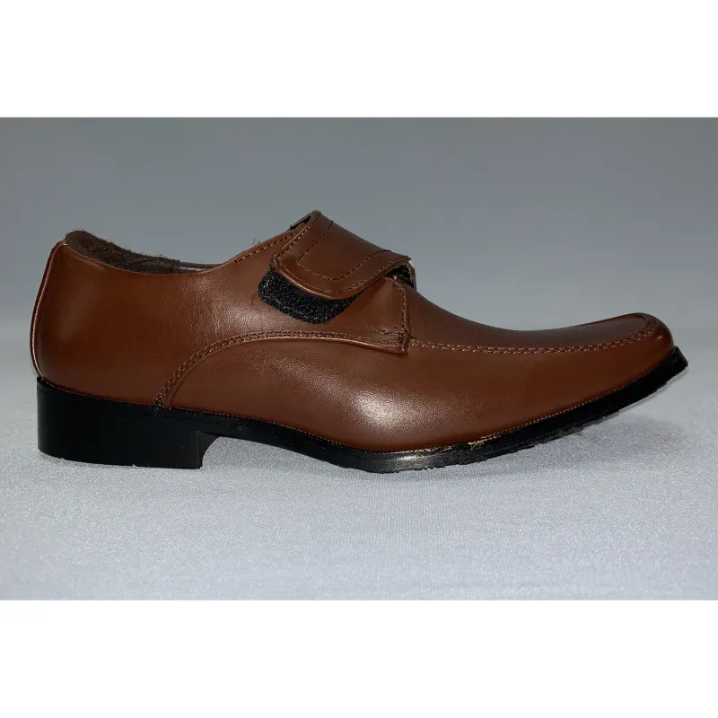 SHOE BROWN VELCRO CLOSURE PIN HOLES FRONT PATTERN / LM15