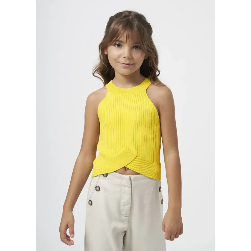 KNIT TOP PISTACHIO GREEN RIBBED SLEEVELESS / 6023-079