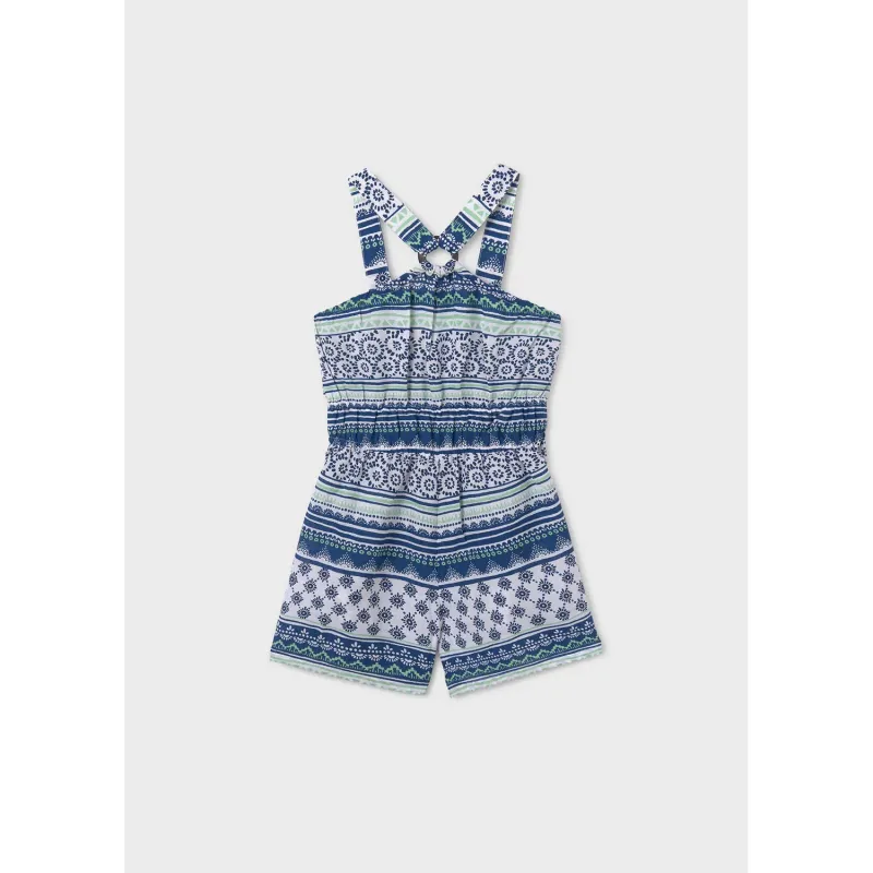 SHORT ROMPER WHITE & BLUE PRINT HALTER TOP / 6856-020